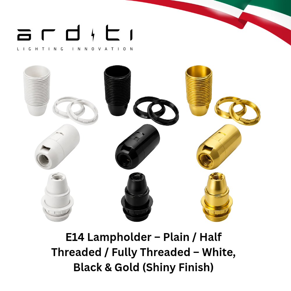 Arditi E14 Lamp Holder Collection (Plain, Half-Threaded, and Fully Threaded Small Edison Screw Sockets)