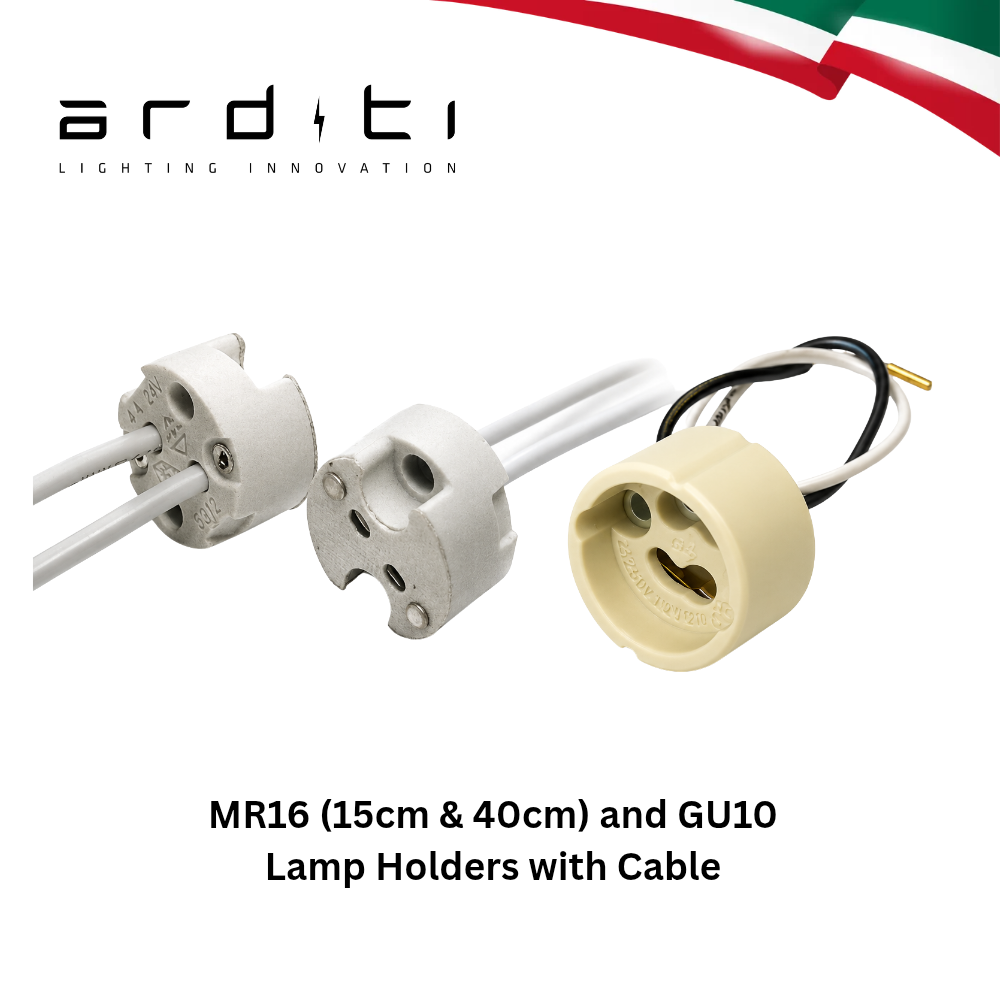 Arditi Ceramic Lamp Holders with Pre-Wired Cables for MR16 (G4/GX5.3/G6.35) and GU10 Bulbs