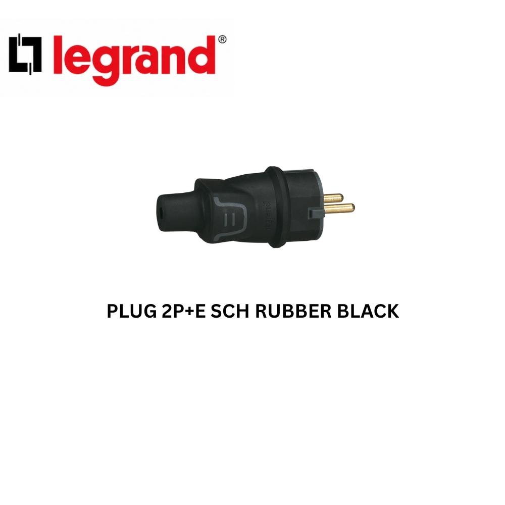 Legrand Plug 2P+E Schuko Rubber Black