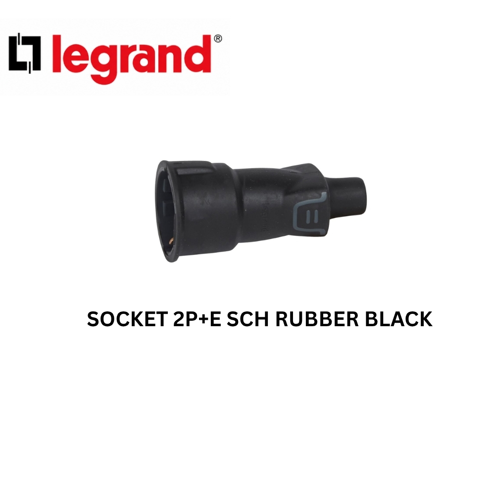 Legrand Socket 2P+E Schuko Rubber Black