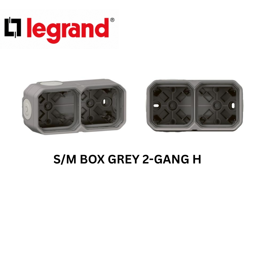 Legrand Surface Mount Box Grey 2-Gang Horizontal