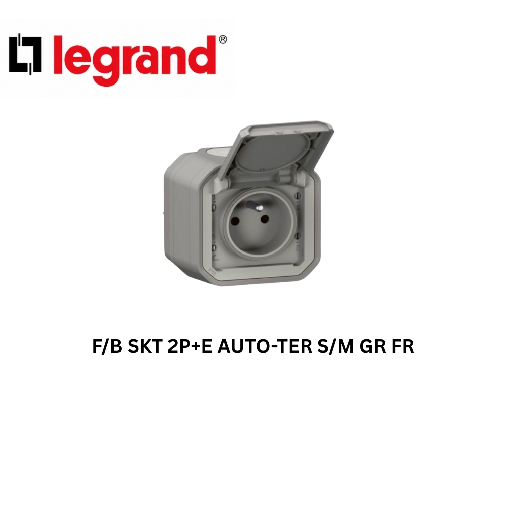 Legrand French Socket 2P+E Auto-Term Surface Grey